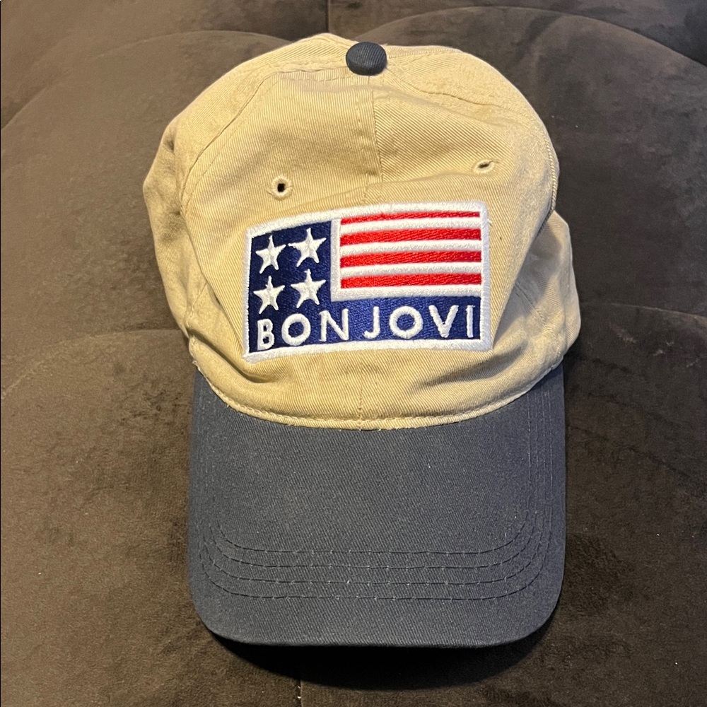Bon Jovi hat. Beige and Navy